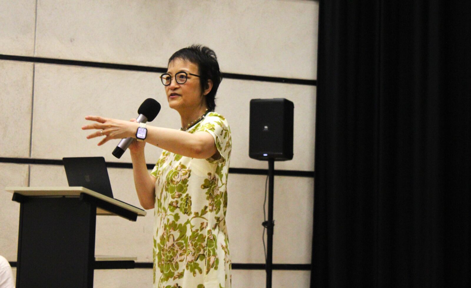 A keynote speaker addressing the conference